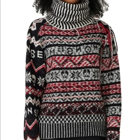 Monse red fairisle wool sweater
